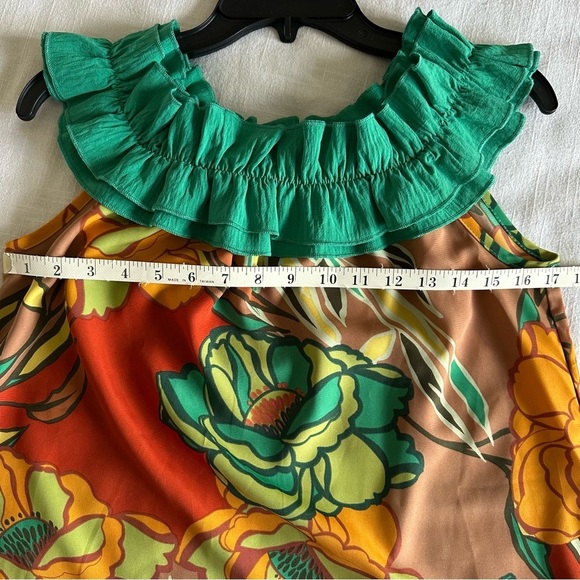 Periwinkle NWT Georgie Double Ruffle Floral Top Womens Sz XS Boho Resort Wear - Picture 5 of 7